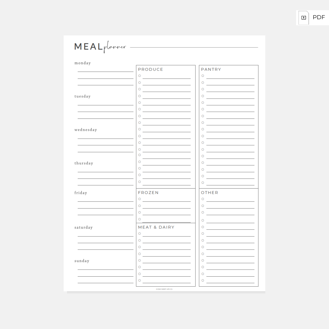 Weekly Meal Planner and Grocery List